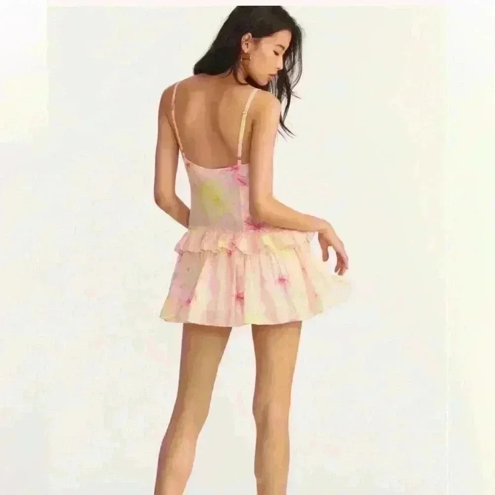NWT LoveShackFancy Fabienne Mini Dress in Light Berry Tea Sz 4